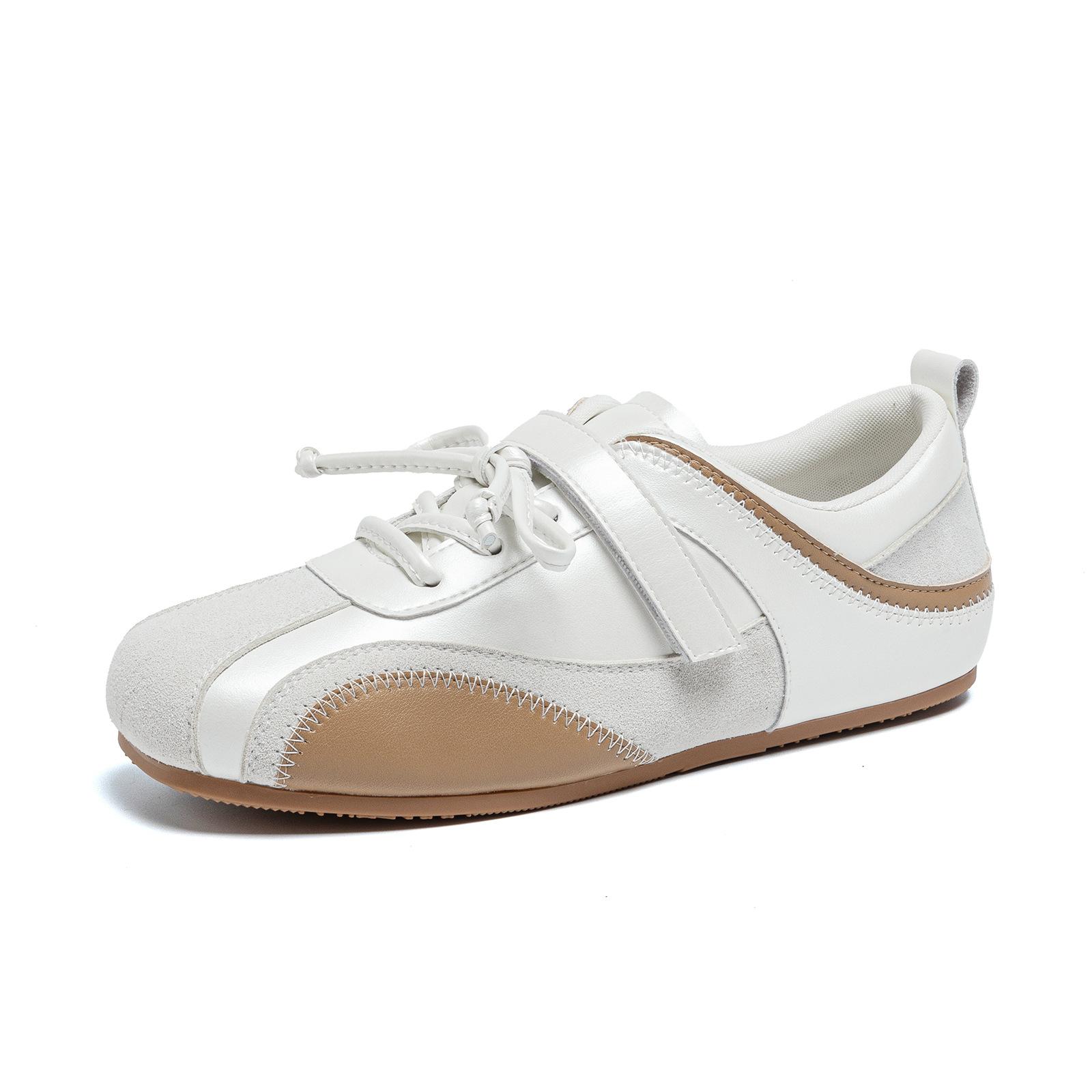 Кожаные дышащие спортивные и повседневные туфли на плоской подошве женские новые осенние универсальные мягкие туфли 35