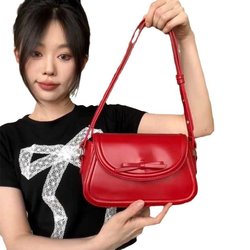 French Fashion Bow Sweet And Cute Shoulder Bag With The Same Versatile Casual Versatile Messenger Bag For Women