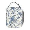 Chinoiserie Insulated Lunch Bag Blue and White Outdoor Bule Birds Flowers Portable Thermal Cooler Oxford Food Bento Tote Bag