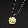 Irregular Wax Seal Flower Pendant Necklace For Women Girls Embossed Floral Stainless Steel Snake Chain Jewelry Minimalist Gift