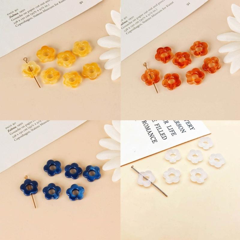 10pcs Resin Flower Pendant Ornament Hollow Flower Charm Beads Jewelry DIY Supplies for Keychain Hanging Pendant Making