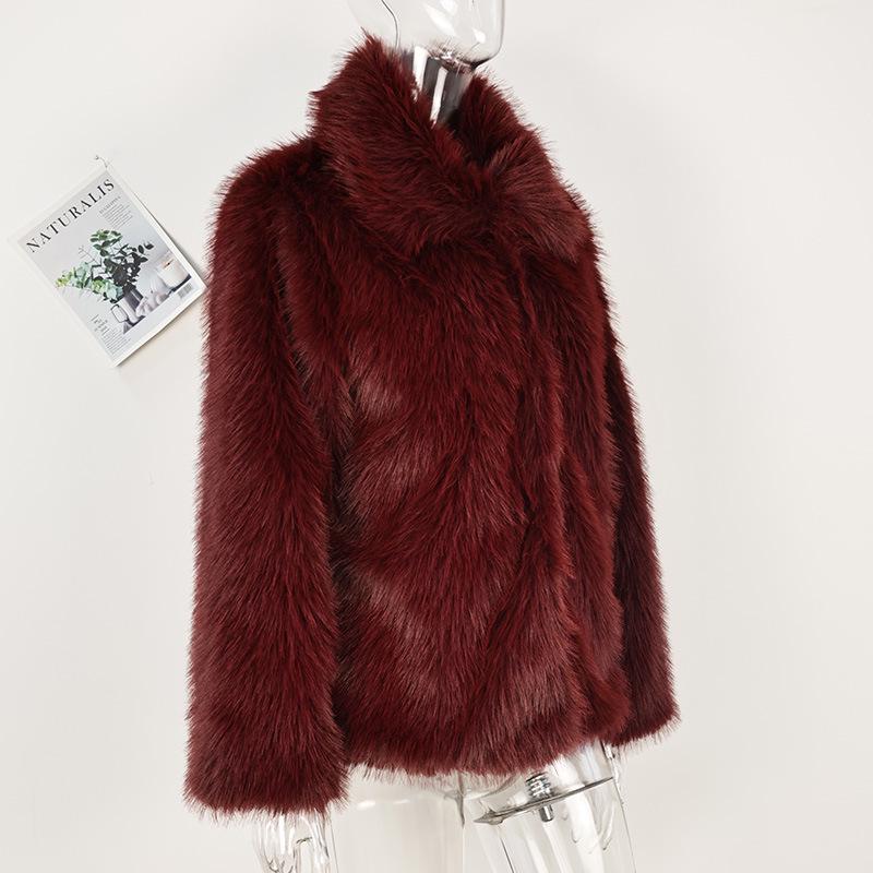 2024 European & American Women's Faux Fox Fur Long Sleeve Coat - Elegant, Fashionable Autumn/Winter Outerwear