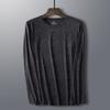 Men's Clothing Loose Long Sleeve Straight Pullovers Solid Color Comfortable Simplicity Round Neck Quick Dry Elasticity T-Shirts