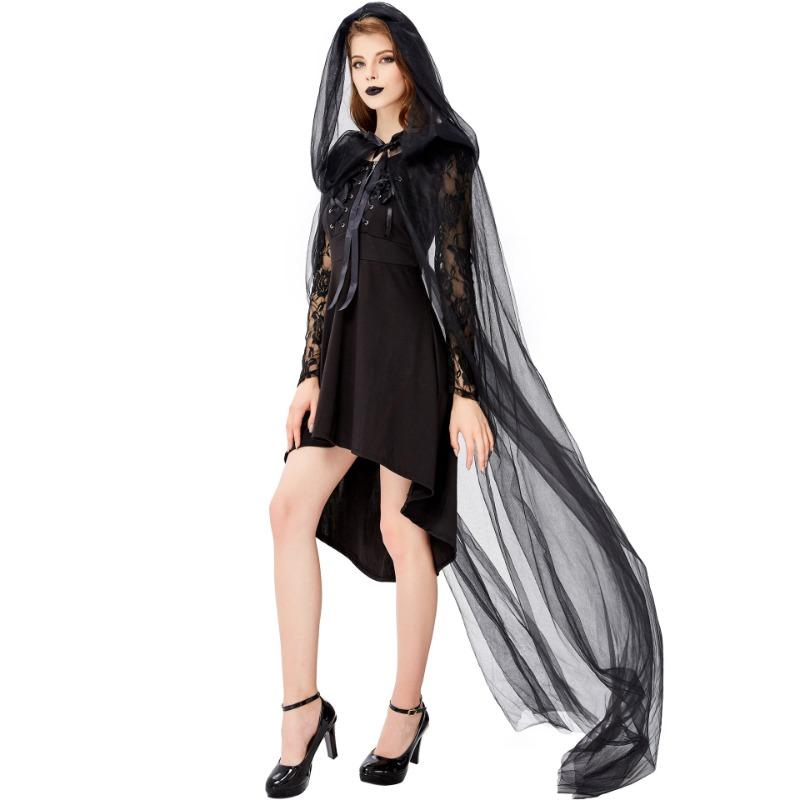 Halloween Ghost Bride Dress Costume, Evil Dark Vampire Doll Cape