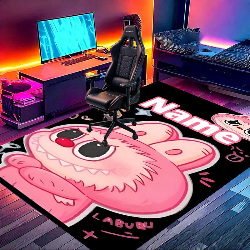 Custom Name Personalized Labubu Print Carpet, Versatile Home Decor Rug, for Playroom, Apartment, Balcony, Entryway, Hallway Gift