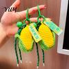 Simulated Corn Key Holder Crocheted Keychain for Backpacks, Handmade Keyring with Bell Soft Pendant & Blessing Tag, Vegetable Bag Charm Backpack