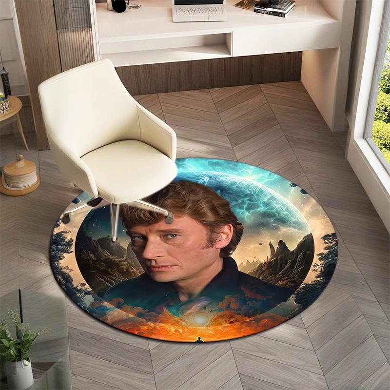 French legendary rock singer and actor Johnny Hallyday Round Carpet Soft Home Decoration Corridor Table and Chair Anti slip Outdoor Floor Mat rug H1