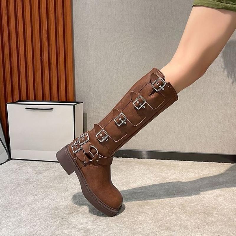Fashion Fleece-Lined Platform Women's Long Boots Autumn Winter Ladies Knee High Shaft Shoes Gyaru Gothic Designer Luxury Trend 2025 Boot