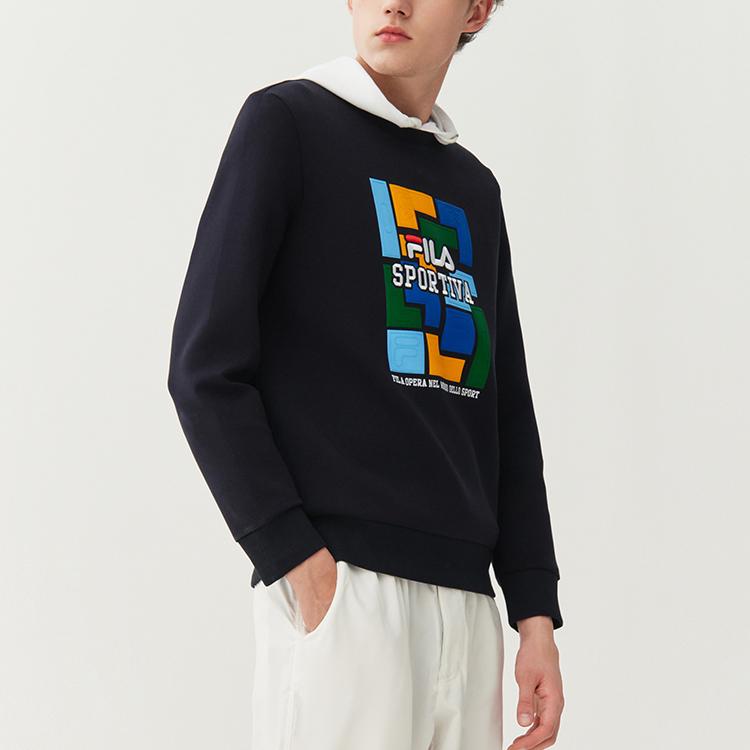 FILA Logo Printed Casual Sports Crewneck Sweatshirt Men sweatshirt Legendary-Blue F11M118258F-NV
