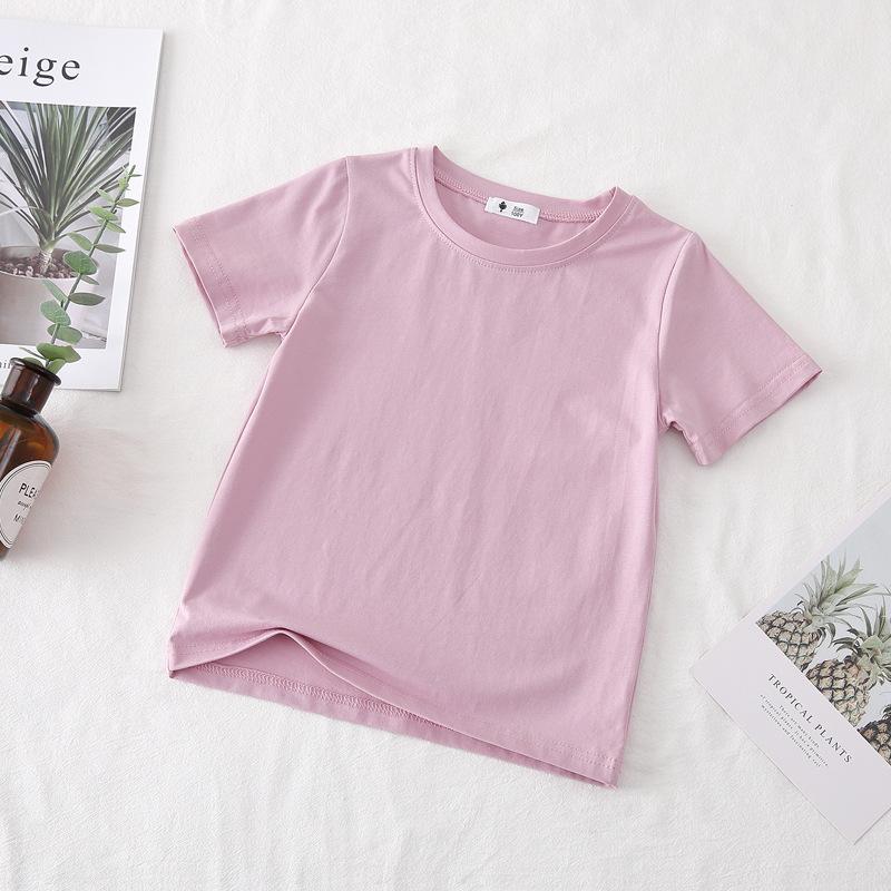 Candy Color T Summer New Boys' Basic Solid Color Top, Girls' Baby Versatile Half Sleeved Cotton T-shirt