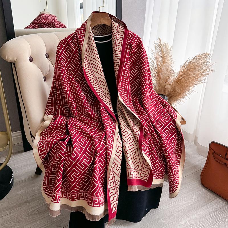 Winter Warm Cashmere Scarf for Women Luxury Pashmina Blanket Thick Shawl Wrap Neckerchief Fashion Bufanda Echarpe Poncho 