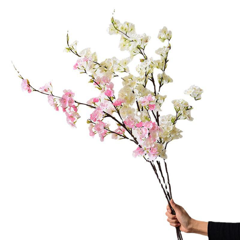 Cherry Blossom Artificial Floral Arrangement - Elegant Faux Peach Blossoms for Living or Dining Room Décor