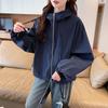 Trench court à capuche femme printemps et automne 2026 nouveau ample grande taille petite veste décontractée haut tendance