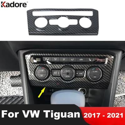 Car Center Air Condition AC Switch Button Panel Cover Trim For Volkswagen VW Tiguan 2017-  Carbon Interior Accessories