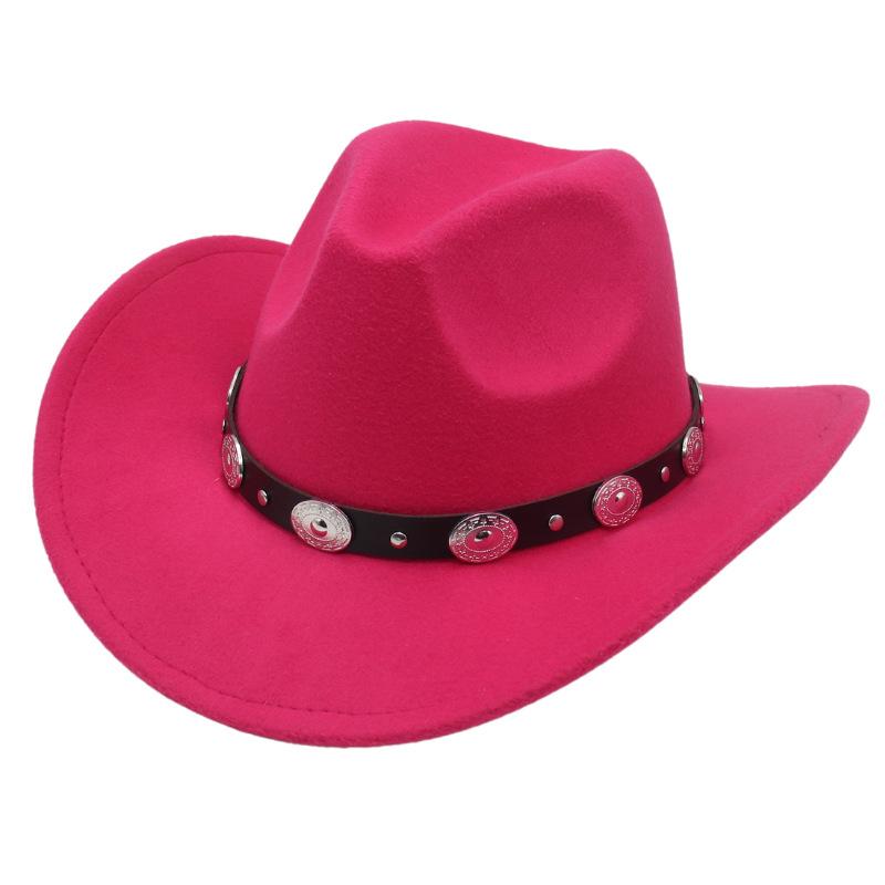 Ethnic Style, Western Cowboy Hat, Tibetan Concave Top Hat, Upturned Edge Imitation Silver Accessories, Felt Hat