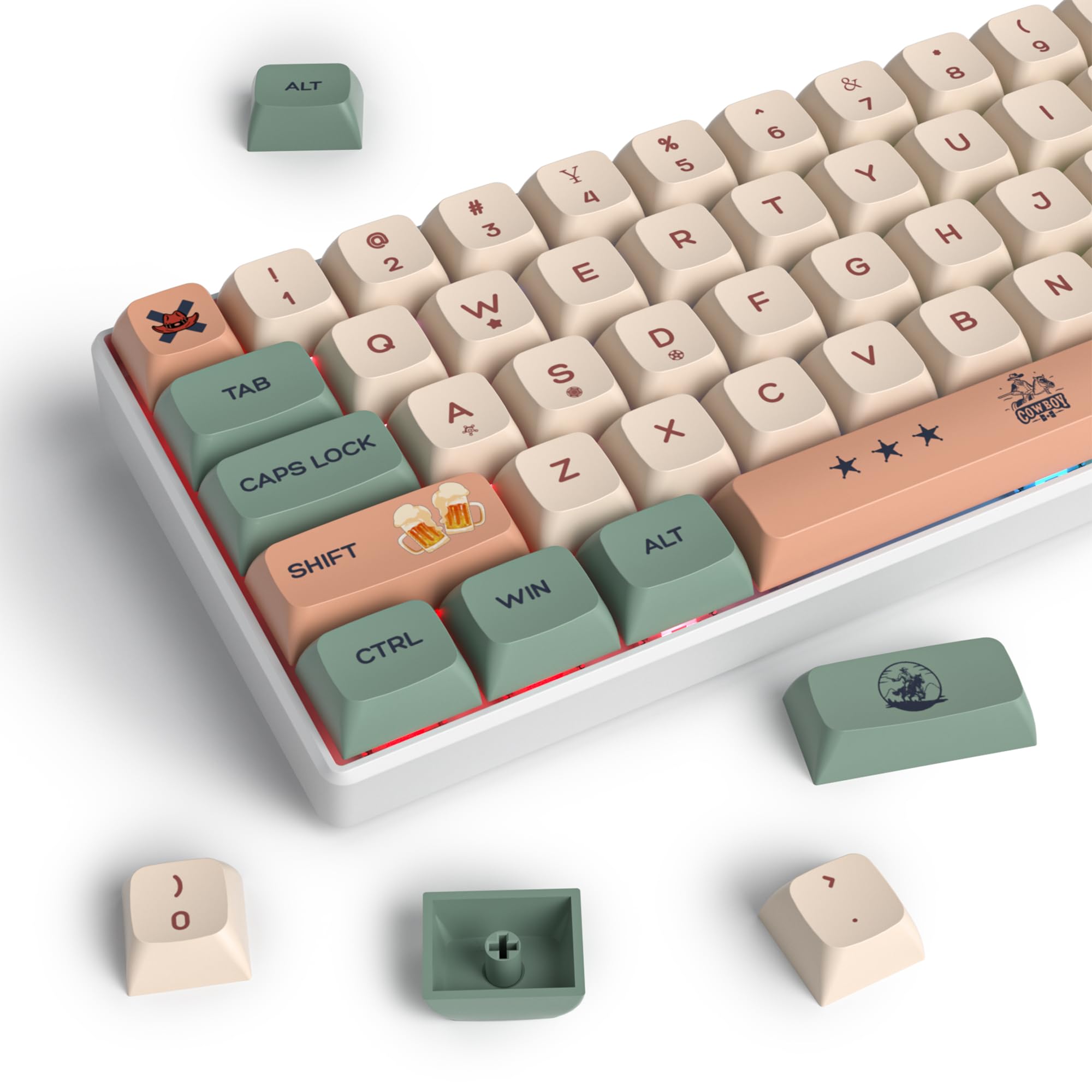 

136 Keys XDA Profile Dye Sublimation Printing PBT Keycap Set Custom Cute Keycaps US Layout MX Switches Compatible with Mechanical Keyboards Keycaps,