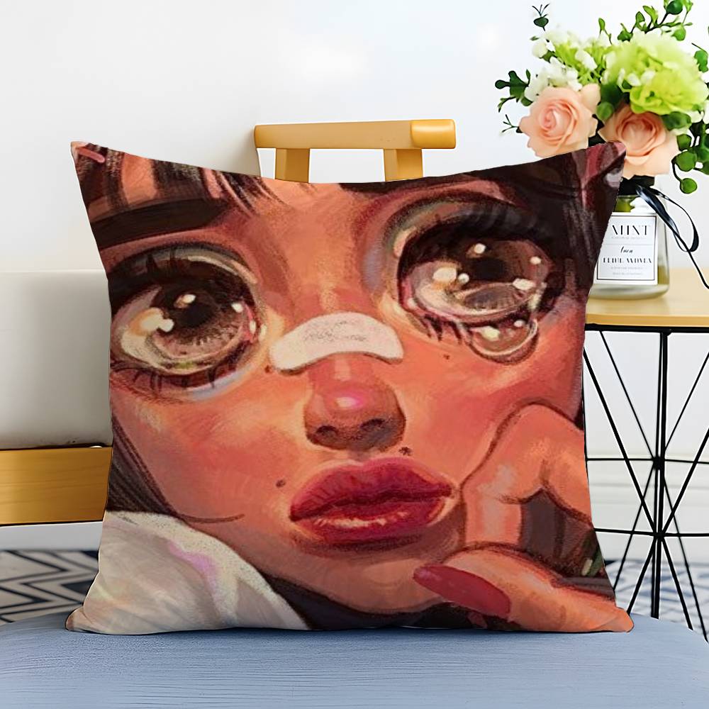 Beautiful Girl With Color Paint Pillow Case Printed Brushed Fleece Pillow Baby Skin-Touch Eco-Friendly Dye-Sublimat