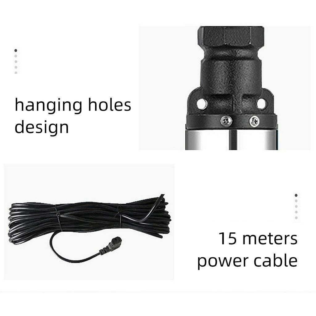 600W Solar Water Pump 45M Max Lift Deep Well Pump Submersible Alternative Energy Agricultural Irrigation Garden