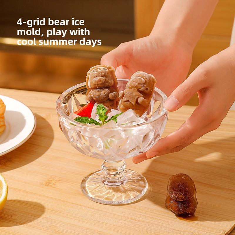 Καρτούν Σιλικόνης Παγοθήκη, Μίνι Φόρμες Πάγου με Καπάκι, Εύκολη Αφαίρεση Παγοθήκες για Ουίσκι, Κοκτέιλ, Χωρίς BPA