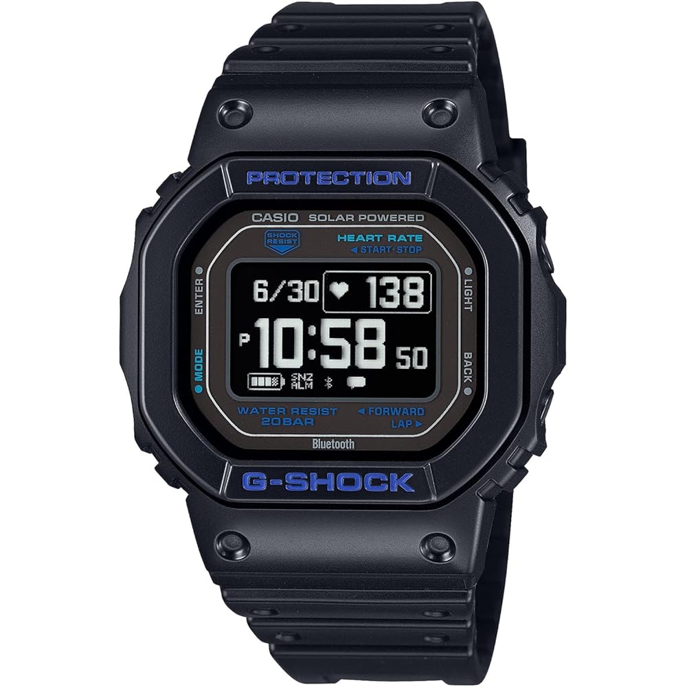 Casio G-Squad DW-H5600-1A2JR Men's Bluetooth Heart Rate Monitor Watch Black Blue