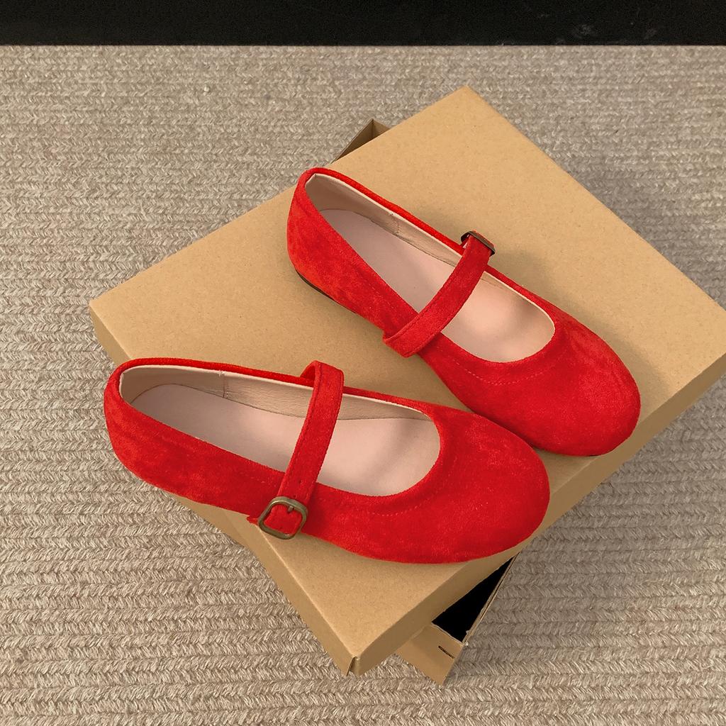 Queen Fan Red Retro French Light Mouth Single Shoes Women's 2025 New Autumn Skirt Versatile Mary Jane Shoes