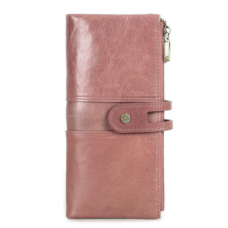 Portofele lungi de lux din piele naturală pentru femeie vintage din piele naturală pentru femeie cu fermoar cu fermoar portmoneu Suport carduri pochette geantă de bani pentru cadou de ziua femeii