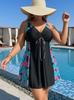 Plus Size Floral Tankini Swim Skirt: European & American Style Pink Leaf Design