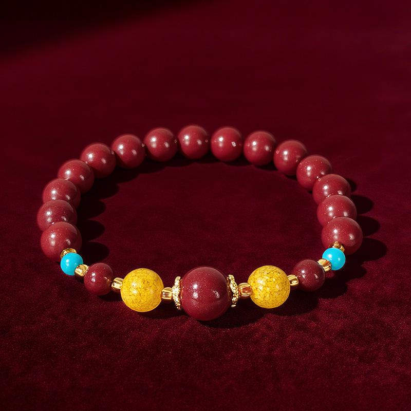 Natural Cinnabar and Realgar Turquoise Bracelet - Trendy Unisex National Style Gift