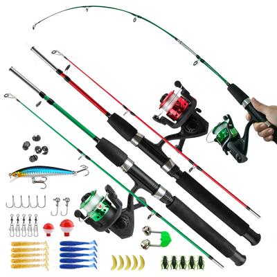 Portable 5.2:1 Gear Ratio Reel and 1m Fishing Rod for Beginners Complete Set of Telescopic Fishing Rod Spinning Reel Bait Fish Hook Travel Rod Set