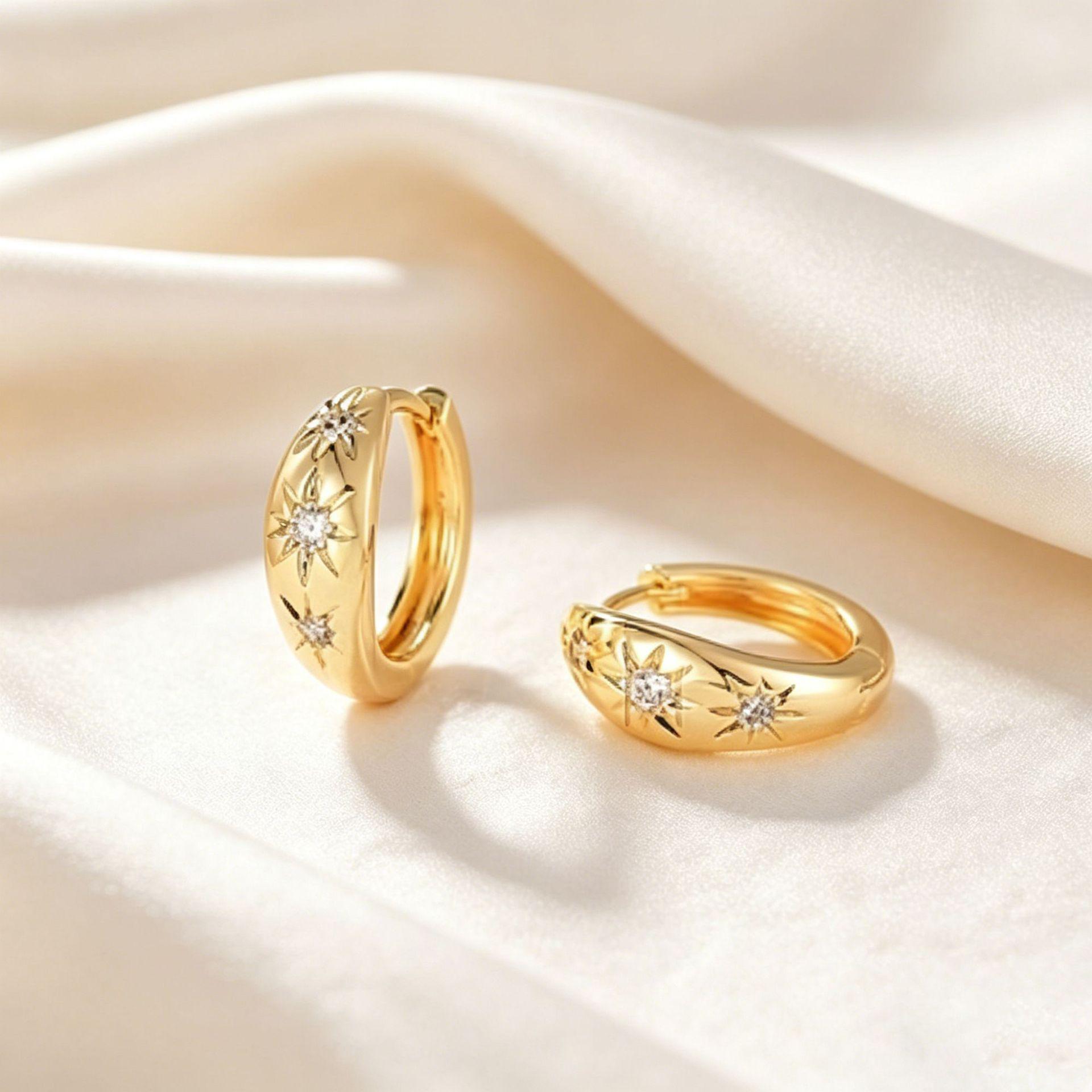 Elegant Star Zirconia Everyday Earrings - Simple, Shiny, Versatile Design