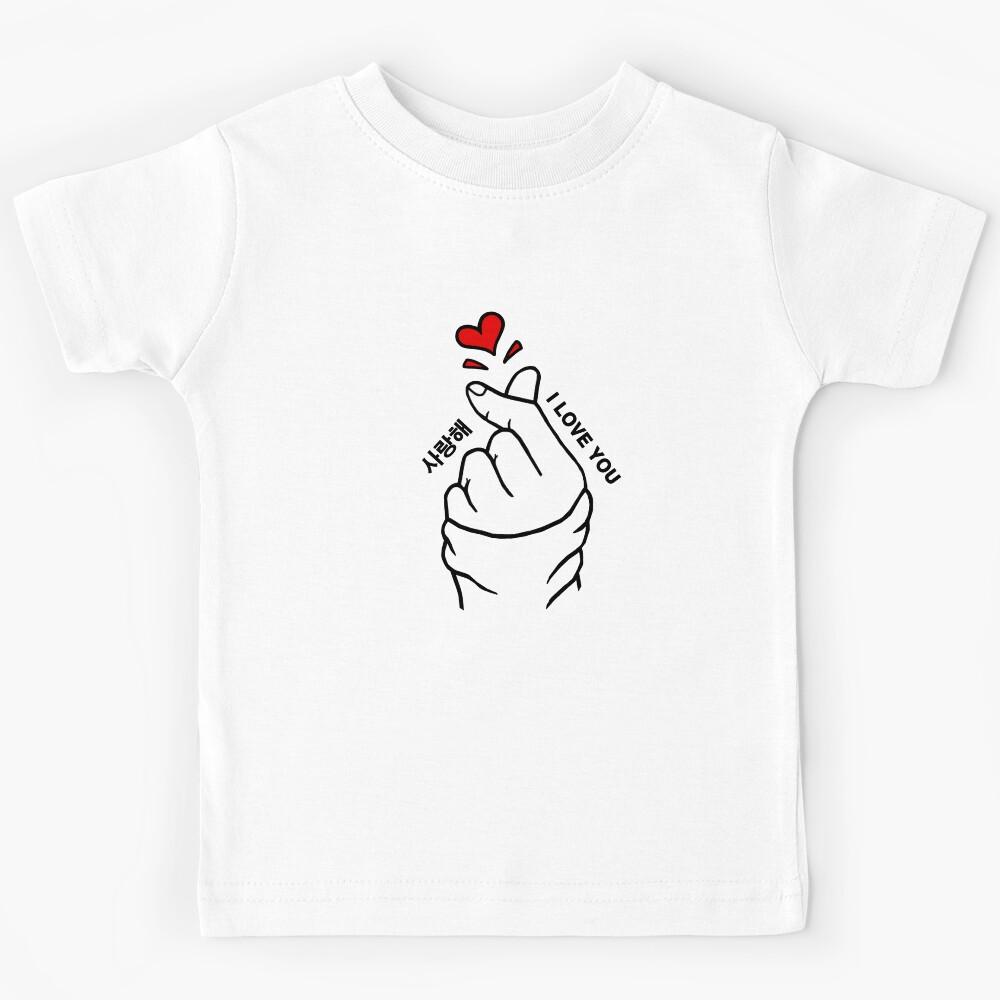 Finger Heart Shape Cute Asian Kpop Style Finger Shape Heart Kids T-Shirt 160