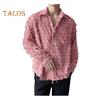 Men Shirt with Breat Pocket And Tassel Decor Turn-down Collar Single-breasted Long Sleeves Solid Color Holiday Christmas Party Club Top