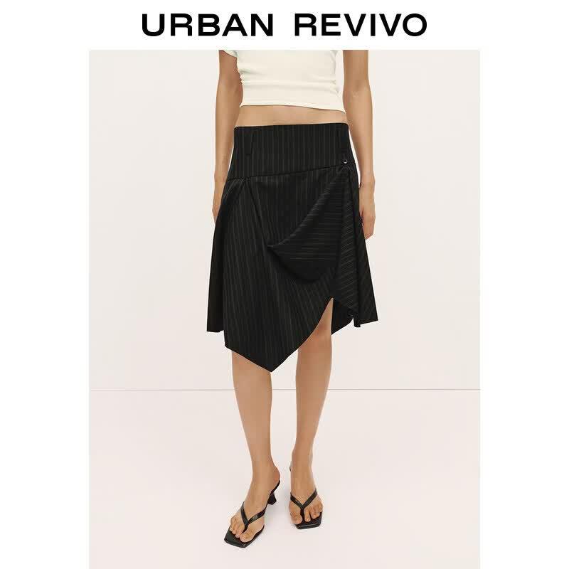 UR Women s Striped Asymmetrical Hem Skirt M