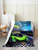 AllSeason Sports Car Bed Blanket Flannel Fleece Throw Microfiber Green Plush Twin Size x for Boys Girls Room Decor