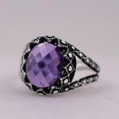 Luxury Jewelry Direct Sales New Men's Ring, Gold-plated Amethyst Gemstone Men's Ring
