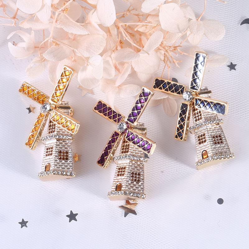 Fashion Creative Drip Lighthouse Windmill Brooch, Elegant Temperament, Popular Women'S Pin