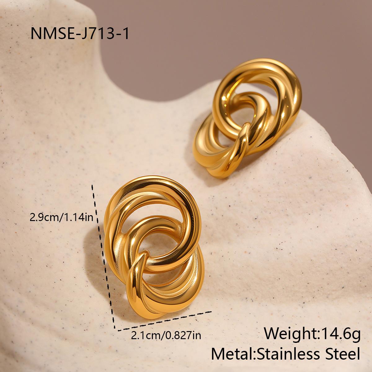 GEMCHIC Women s Geometric Twisted Circle Stud Earrings, 18K Gold Plated Stainless Steel Minimalist Fashion Jewelry 18K