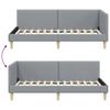 Corner Bed Frame Light Grey 100 Cm X 200 Cm Fabric and Plywood