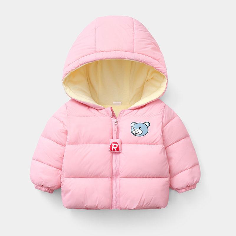 Winter Baby Boys Fleece Jacket Kids Cartoon Bear Zipper Coat Autumn Boy Warm Hooded Down Jackets Children Outerwear Clothing