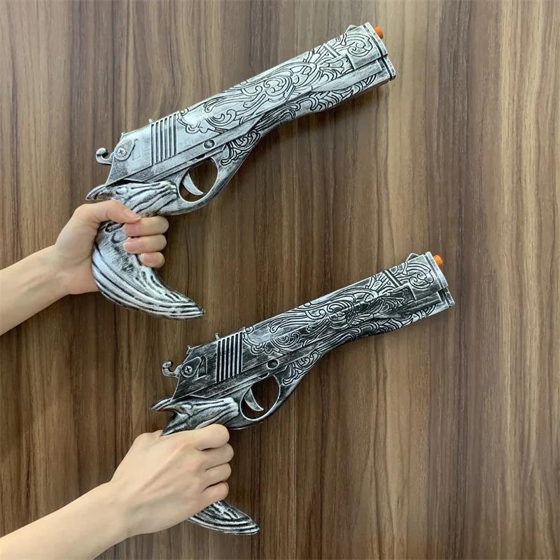 Cosplay Golden Guns Laser Rifle Revolver Prop Weapons Model Gun No Shotting Safety PU Rubber Halloween Gift