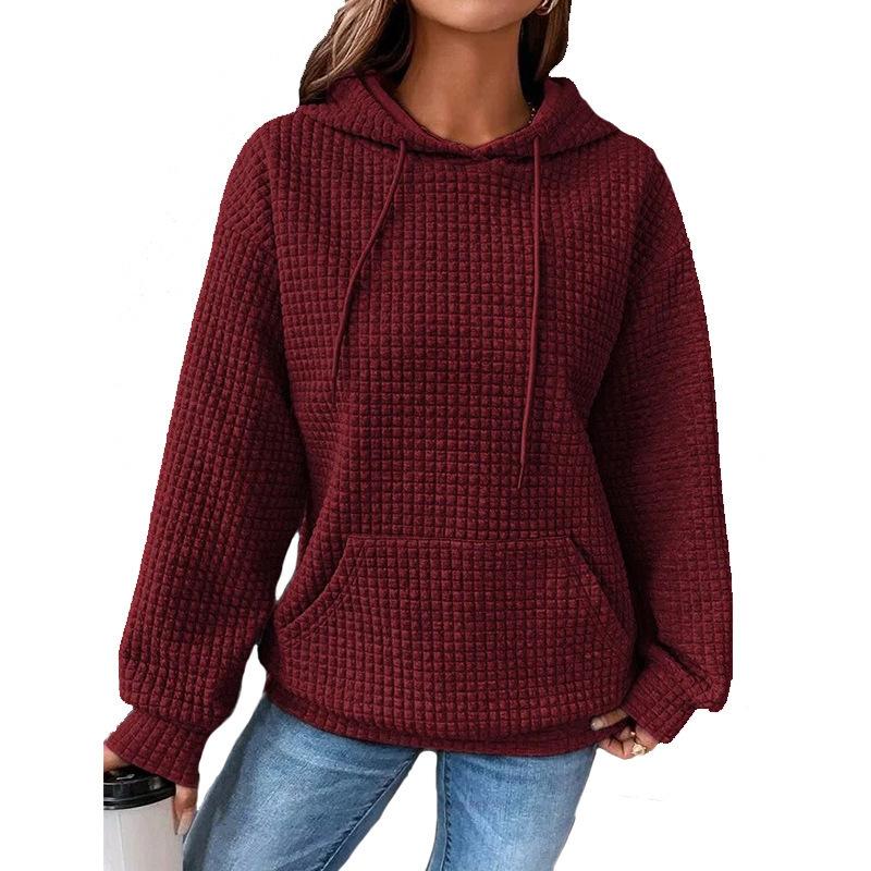 

Loose Pullover Hooded Long Sleeve Sweater Women s Drawstring Shoulder Kangaroo Pocket Hoodie 5XL кавовий
