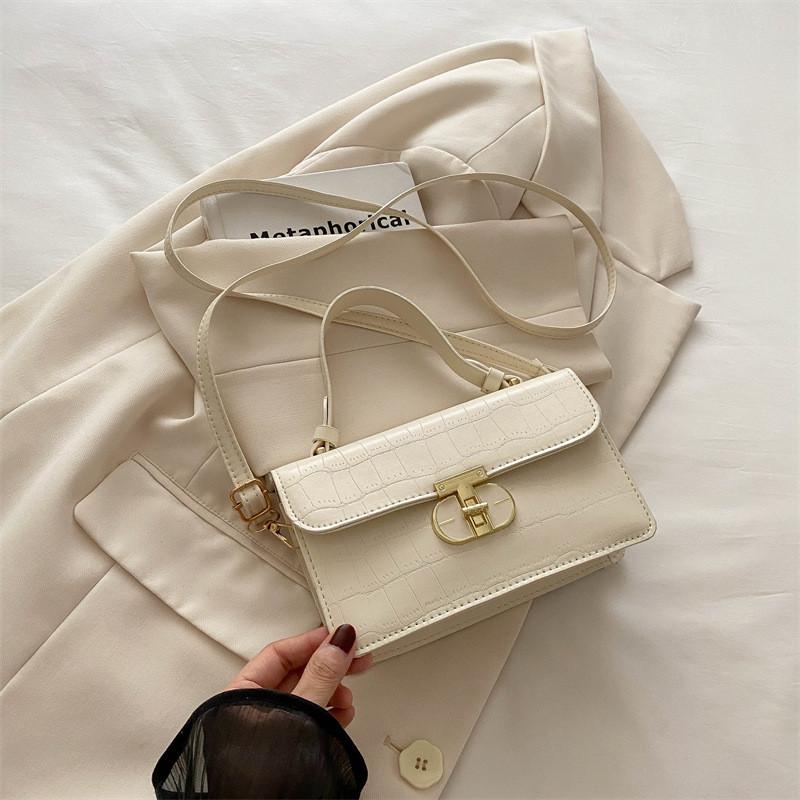 Stylish Korean Minimalist Retro Small Square Shoulder Tote Bag For Everyday Use In Black Beige Pink