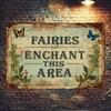 Metal Poster Wall Art Fairy with Butterfly and Flower Garden Decoration