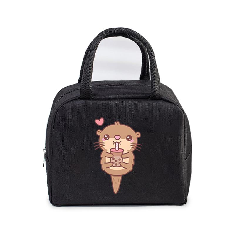 

Cute Otter Printing Lunch Bags Women Portable Insulated Tote Bags Cartoon Otter Sloth Graphics Thermal Foods Eco Kids Lunch Bags