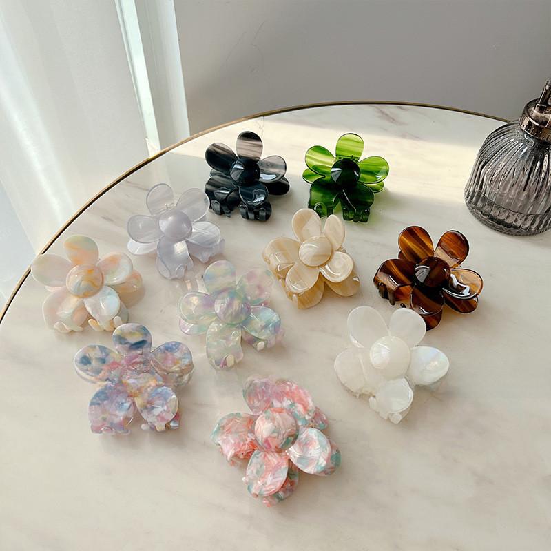 Elegant Korean Style Floral Hair Claw Clip Handmade Acetate Accessory For Women