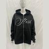 European and American Autumn and Winter Letter Printed Zipper Cardigan Hooded Men's and Women's Fashionable Street Casual Hoodie