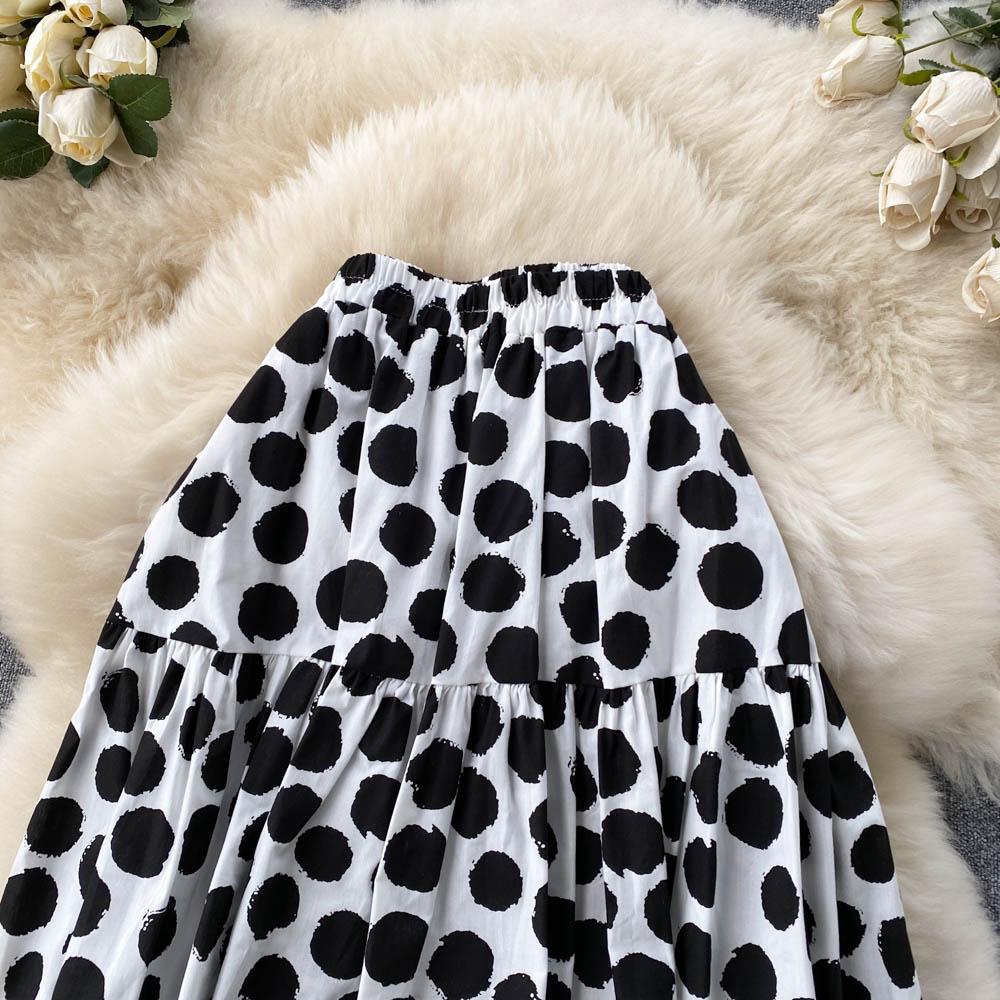 Fashion Polka Dot Elastic Waist Skirt Women's Summer Loose Temperament Large Swing A-Line Skirt Umbrella Skirt
