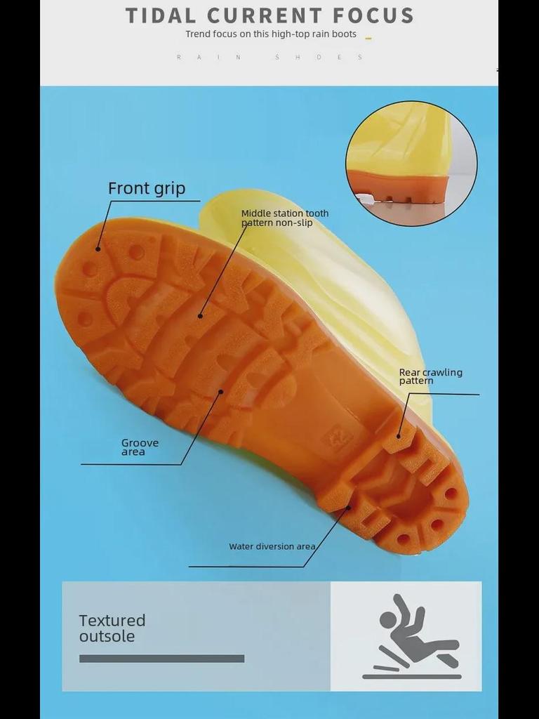 Tendon Sole Unisex White Waterproof Non-Slip Rubber Hygiene Boots for Medium and High Food Safety and Farm Work.