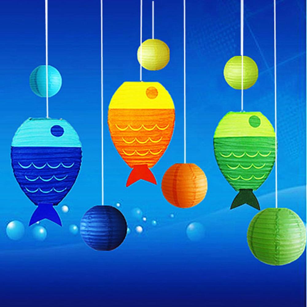 Lanterna di Carta Portafortuna a Forma di Pesce Carino per Matrimonio Decorazione con Luce di Candela Forniture per Feste