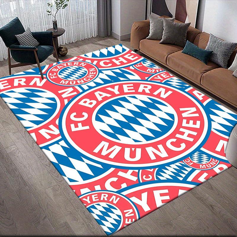 Bayern Munich Flannel Printed Carpet, Home Sofa Decoration for Living Room & Bedroom, Non‑Slip Play Flannel Floor Mat for Game Room